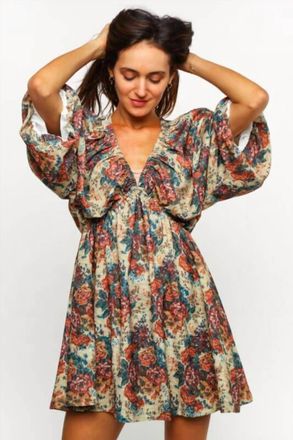 Greek Archaic Kori Dolman Vintage Dress In Multi