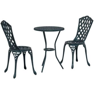 vidaXL Juego Bistro De Jard&iacute;n 3 Pcs Verde Aluminio Vidaxl