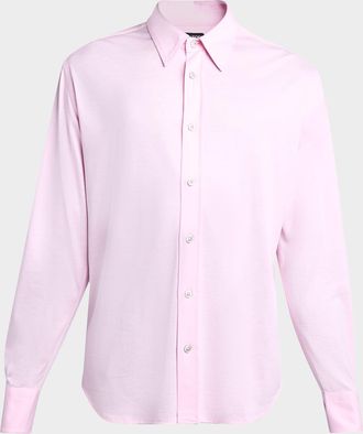 Tom Ford Mens Silk and Cotton Jersey Button-Down Shirt