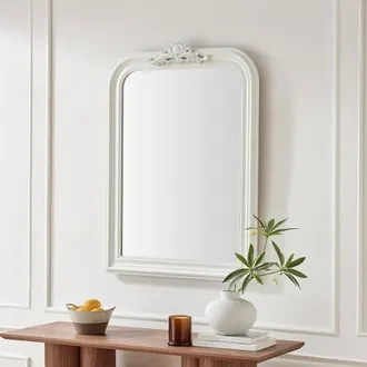 Furniturebox Francis White Wood Large 110x74cm Overmantle Arch Mirror | Size: 110x74 cm