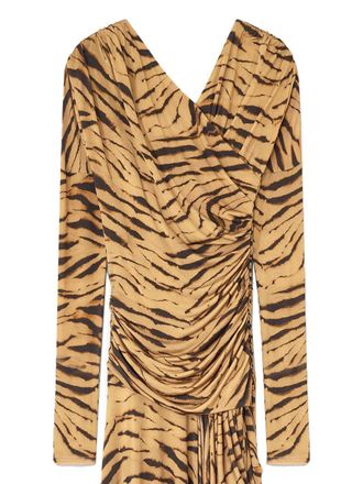 Ganni Zebra Print Viscose Dress - Multicolor
