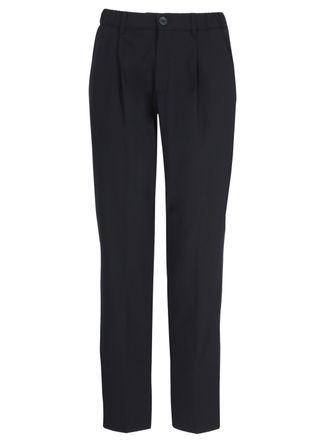 Herno Blue Wool-Blend Straight-Leg Pants