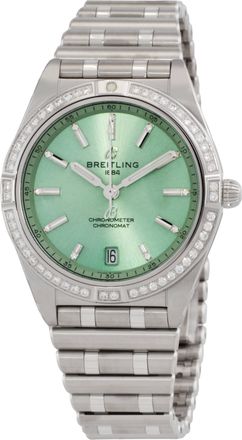 Breitling Chronomat Automatic Diamond Green Dial Ladies Watch a10380591L1a1