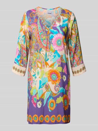 Emily van den Bergh Knielanges Kleid aus Viskose mit Tunikakragen in Pink, Gr&ouml;&szlig;e 36