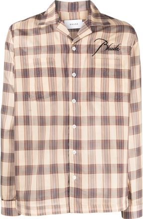 Rhude sheer plaid-print shirt - men - Cotton/Polyester - M - Neutrals