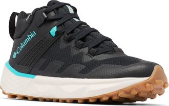 Columbia Womens Facet 75 Mid Outdry waterproof mid rise hiking boots, Black (Black x Bright Aqua), 6.5 UK