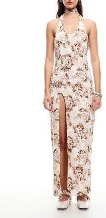 Lioness Westwood Floral Choker Halter Maxi Dress in Chocolate Floral at Nordstrom Rack, Size X-Small