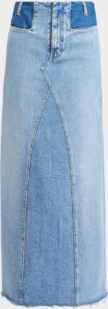 Maison Margiela Two-Tone Denim Maxi Skirt