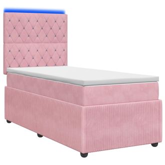 vidaXL Letto Box Spring Led Con Materasso Rosa 80 X 200 Cm Velluto Vidaxl