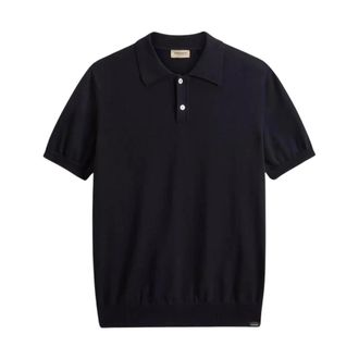 Woolrich Polo Shirts, male, Blue, Size: 2XL Knitted Polo