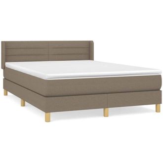 vidaXL Cama Box Spring Con Colch&oacute;n Tela Gris Taupe 140x190 Cm Vidaxl