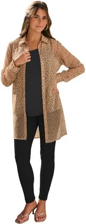 Roaman's Kate Georgette Tunic in Brown Sugar Painted Dot at Nordstrom, Size 12