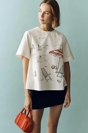Maeve Emmy Short-Sleeve Swing Blouse by Maeve