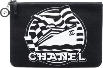Chanel Pre-owned Canvas Clutch - Dames - Vintage Clutch - Zwart - ONE Size - Vintage