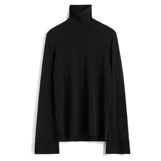 Toteme Truien & Vesten, Dames, Zwart, M, Slit Sleeve Turtleneck