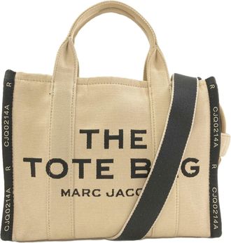 Marc Jacobs Beige Black Canvas Handbag Tote Bag (Pre-Owned)