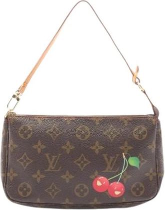 Louis Vuitton Pre-owned Monogram Cherry Pochette - Dames - Vintage Schoudertas - Bruin - ONE Size - Leer - Vintage