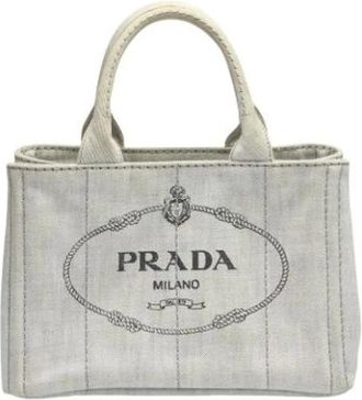 Prada Pre-owned Tote Bags, female, White, Size: ONE SIZE Pre-owned Canvas Tote Bag