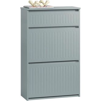 SoBuy Sobuy - 2 Flip-drawers 1 Pull Out Drawer Shoe Storage Cupboard Light Grey,FSR165-HG