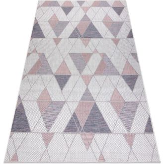 RugsX Rugsx - Alfombra Sisal Sion Geom&eacute;trico, Triangulos 3006 Tejido Plano Ecru / Rosado Multicolour 180x270 Cm