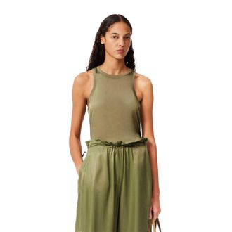 Lacoste Vloeibare satijnen tanktop voor dames (Khaki)