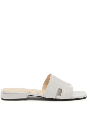 Furla embossed logo sandals - women - Calf Leather/Calf Leather/Rubber - 36 - White