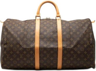 Louis Vuitton Pre-owned Keepall 55 - Dames - Vintage Weekendtas - Bruin - ONE Size - Leer - Vintage