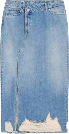 Dondup Gonna longuette in denim fisso - Dames - Spijkerrokken - Blauw - W28 - Denim - Rokken