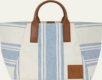 WE-AR4 The Riviera Striped Canvas Tote Bag
