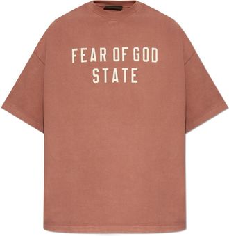 Fear of God T-shirt met logo - Heren - T-shirts - Roze - XS - Katoen - Tops