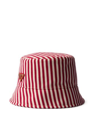 Prada striped bucket hat - women - Cotton - S - Red