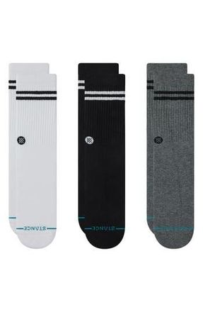 Stance Core 3-Pack Cotton Blend Crew Socks in Black Multi at Nordstrom Rack, Size Large