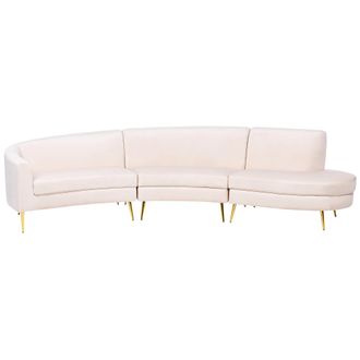 Beliani Beliani - Sof&aacute; Semicircular 4 Plazas De Terciopelo Beige Claro Dorado Patas Metal Moss