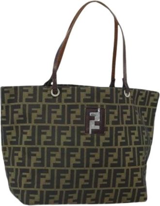 Fendi Pre-owned Tote Bags, female, Brown, Size: ONE SIZE Pre-owned Vintage Canvas Tote Bag