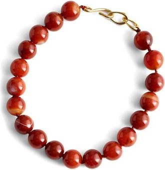 Madewell Semiprecious Stone Oversize Beaded Choker Necklace in Cherry at Nordstrom