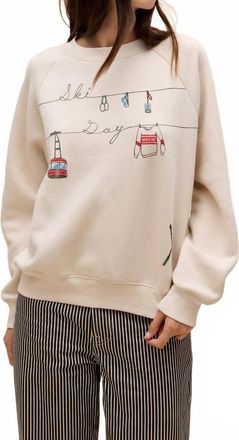 Daydreamer Ski Day Raglan Sweatshirt In Dirty White