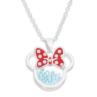 Disney Silver Plated Birthstone Shaker Necklace, 18+2 in Silver, White at Nordstrom