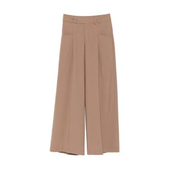 Closed Wide Leg Pleated Broeken - Dames - Broeken - Beige - Maat: W26 L32