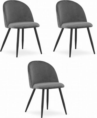 OEM Silla Bello - Terciopelo Gris Oscuro / Patas Negras X 3