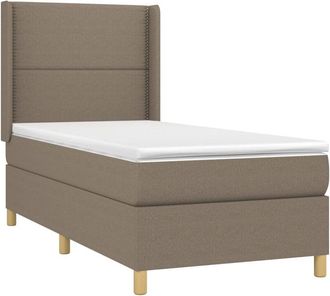 vidaXL Vidaxl - Cama Box Spring Colch&oacute;n Y Luces Led Tela Gris Taupe 90x190 Cm