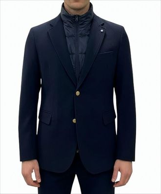 Manuel Ritz Single-Breasted Deep Blue Blazer With Removable Lining