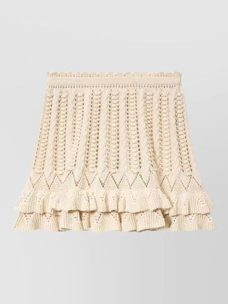 Isabel Marant ruffled knit mini skirt neutral design