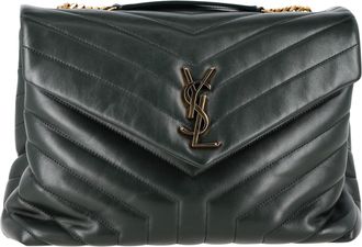 Saint Laurent Saint Laurent Medium Loulou Gewatteerde Tas in Groene Leer