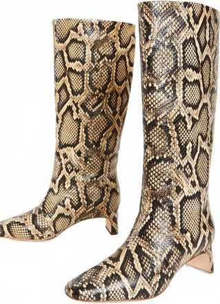 Loeffler Randall Womens Leighton Sahra Tall Snake Leather Print Boots In Multicolor