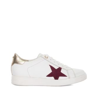 Dune London Womens Ladies Edriss - Star Motif Lace Up Trainers - Red material_leather1 - Size UK 7