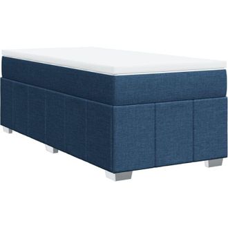 vidaXL Cama Box Spring Con Colch&oacute;n Tela Azul 100x200 Cm Vidaxl