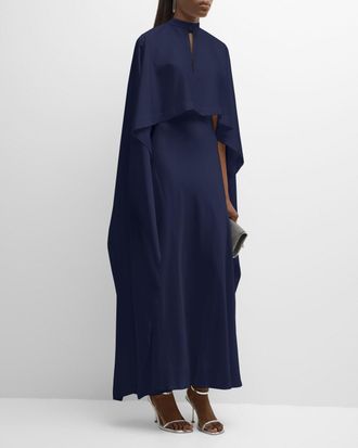 SIMKHAI Amory Cutout Cape-Sleeve Gown