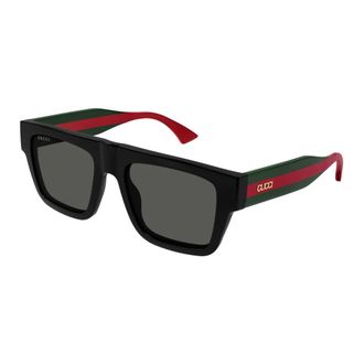 Gucci Vierkante Zonnebril - Heren - Zonnebrillen - Zwart - 53 MM - Nylon - Accessoires