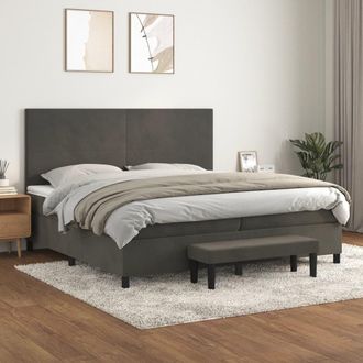 vidaXL Vidaxl - Cama Box Spring Con Colch&oacute;n Terciopelo Gris Oscuro 200x200 Cm