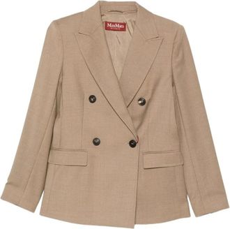 Max Mara Blazer de Franela de Lana Cruzado - Jackets - Mujer - Beige - 2XS